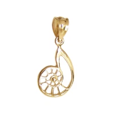 New 14k Yellow Gold Nautilus Shell Pendant
