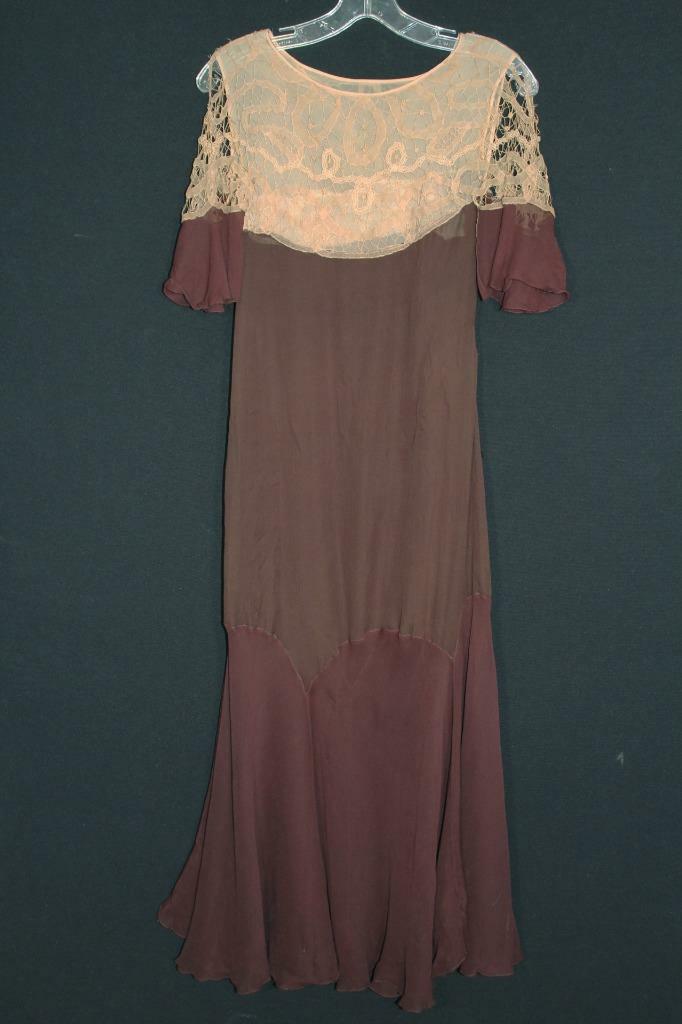 1920s silk chiffon dress Chiffon 1920s day dress in light blue print with tiered skirt