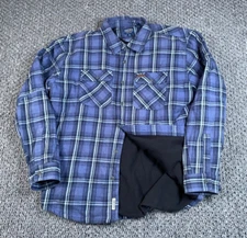 Workwear Fleece Lined Flannel Shirt Jacket Adult 2XL Blue Plaid Heavyweight