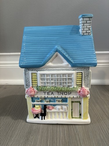 Vintage Hand Painted Ceramic Village Canister Storage Treat Tea Shop Cookie Jar