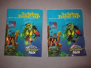 Two PADI Scuba Tune-Up manuals from 1993, scuba diving textbook reference