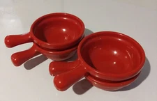 Souplantation Red Soup Bowls with Handle, Set of 4, Used