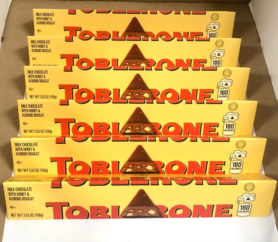Toblerone Swiss Milk Chocolate With Honey & Almond Nougat 12 Bars x 100g