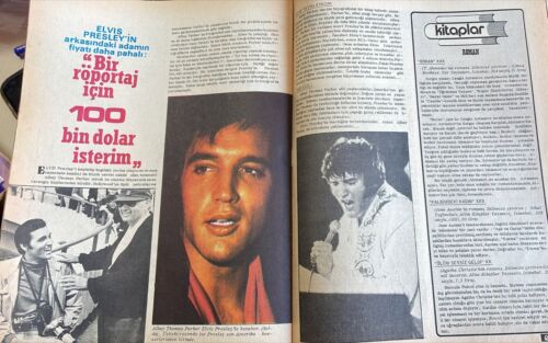 Affiche complète du magazine turc Elvis Presley 1972 Claude François, affiche égale - Photo 1/3