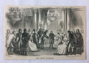1851 magazine engraving ~ NAPOLEON AND THE COURT IN MILAN