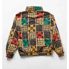 90s Vintage Black  Gold Bomber Jacket