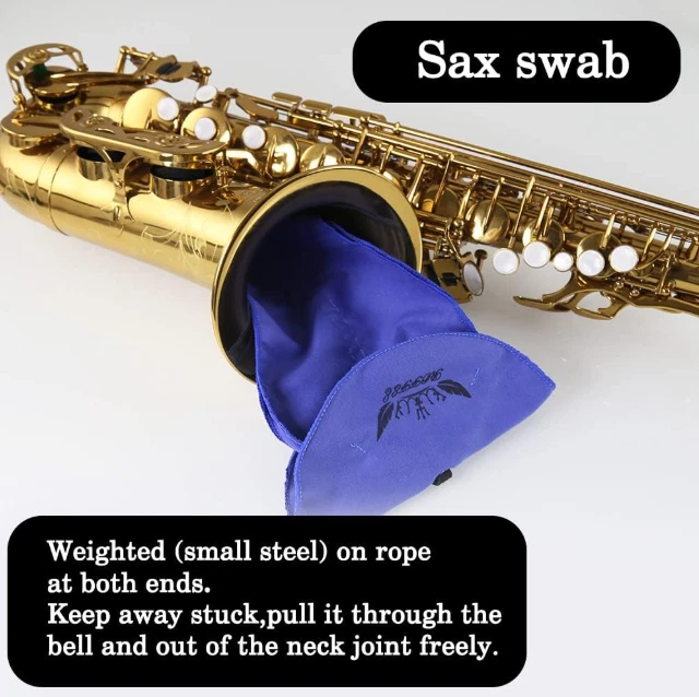 Kit de limpieza de saxofón mantenimiento grasa de corcho hisopo correa paño caña estuche pulgar Foto 4 de 4