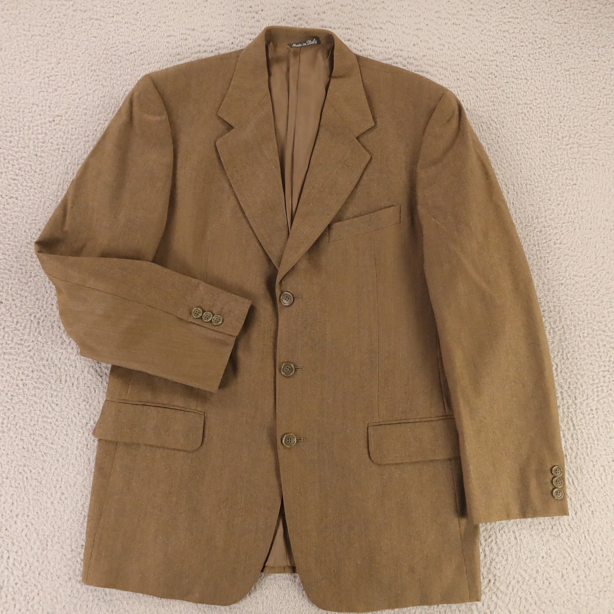 Louis Feraud Jacket M Brown Marled 100% Wool Serge Twill Blazer 