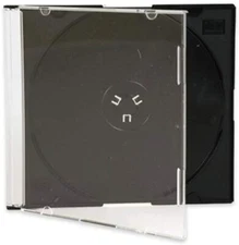 Ultra Thin 5.2mm Slim Clear CD Jewel Case with Built in Black Tray 100 Pack.