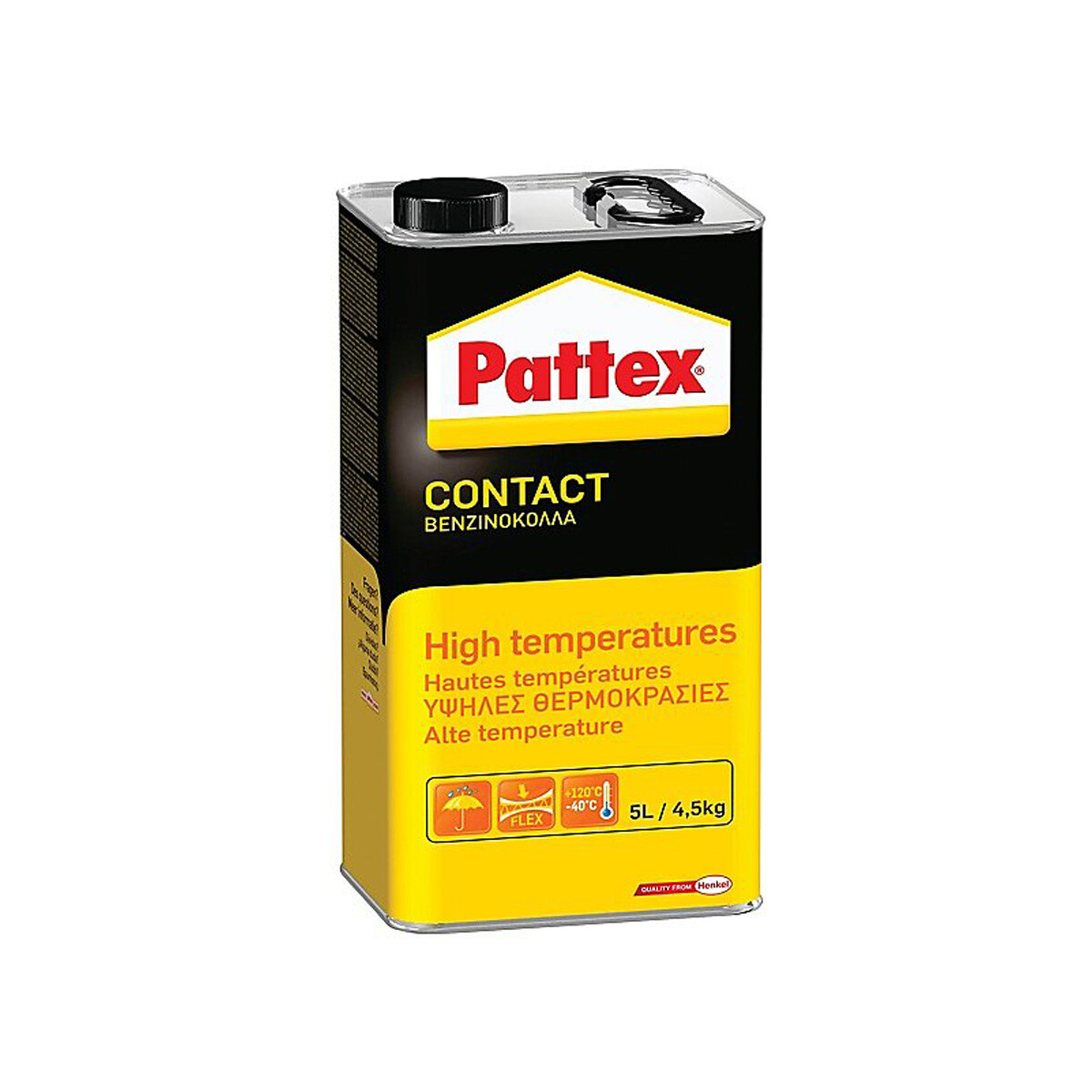 Pegamento de contacto Pattex pegamento de alta temperatura hasta 120°C cada 4,5 kg - resistente al agua