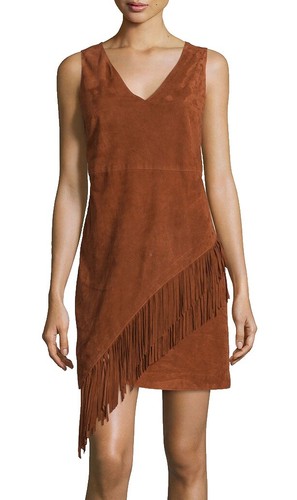 Veste en faux daim à franges - Marron - Taille M - FR