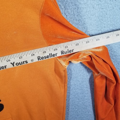 Adidas Sweatshirt Womens Small Oversize Hoodie Long Tunic Orange Velvet Arms - Picture 6 of 9