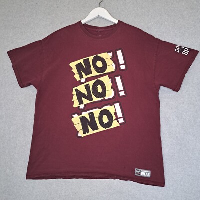 WWE Authentic Wear Mens XL Daniel Bryan No No No Stop It T Shirt Maroon Red