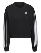Adidas Women Adi-color Classic Crop Shirts Black Tee Casual Jersey Shirt HC2064