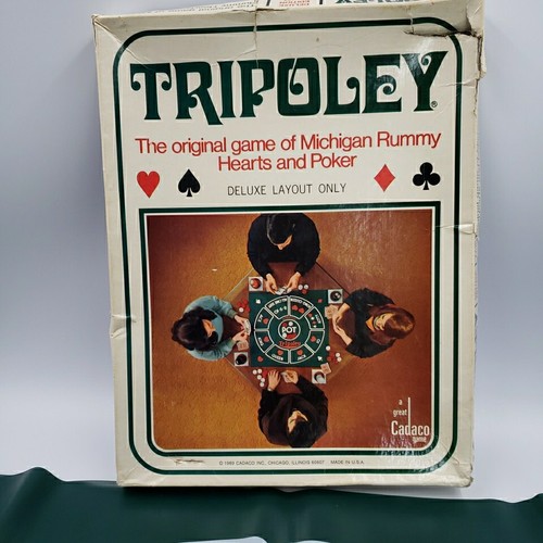 Cadaco Tripoley Board Game Deluxe Edition No 111 Vinyl Mat 1969 Michigan Rummy - Picture 4 of 20