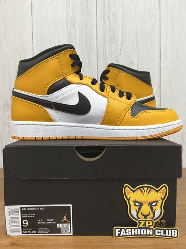 Nike Air Jordan 1 Mid Taxi Black Yellow Toe MENS 554724-701 GS 554725-701 | eBay