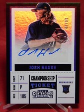 2017 Panini Chronicles Contenders Josh Hader RC Championship Ticket Auto /49