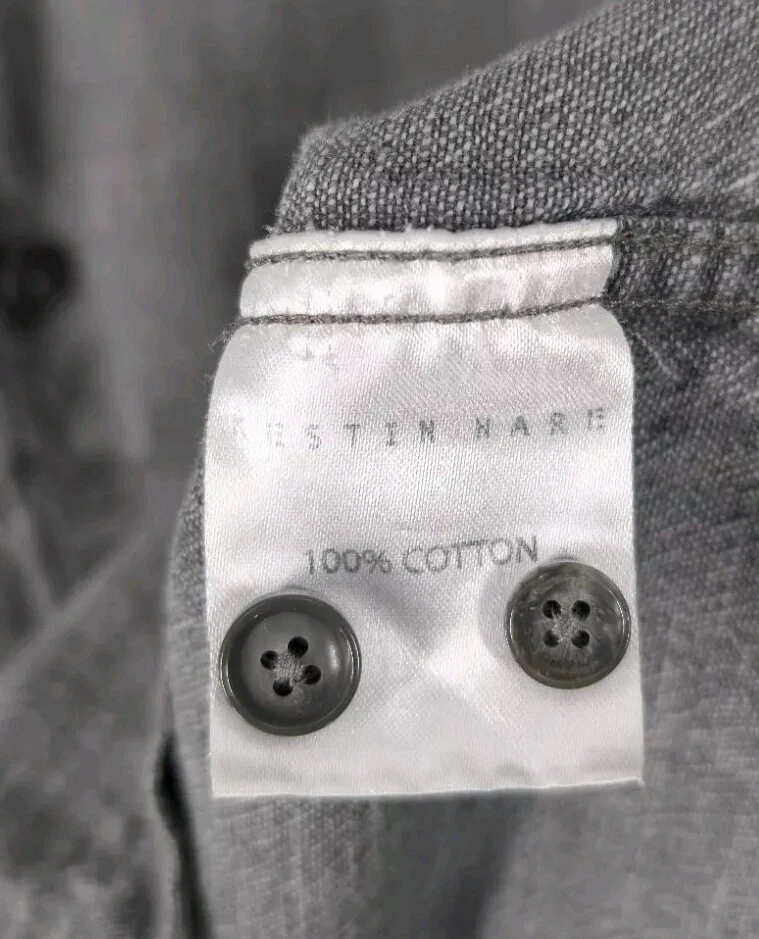 Camisa de Trabajo Exterior Kestin Hare Escocesa Sarga Denim Artesanal Gris Teñida M 38"  Foto 4 de 4