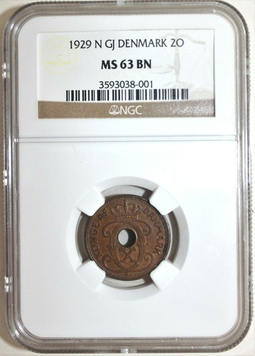 Denmark 1929 N GJ 2 ORE NGC MS 63 BN