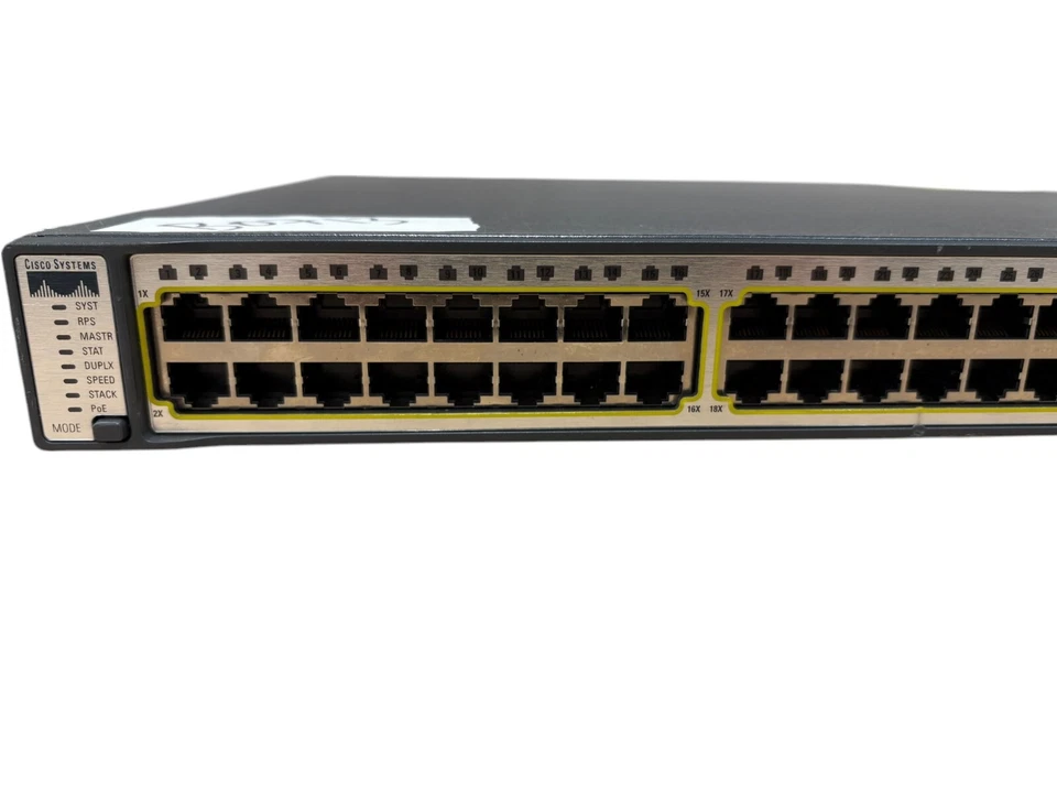 Cisco Catalyst 3750 POE 48 Network Switch WS-C3750-48PS-S with Ear Rack - Image 3 of 4
