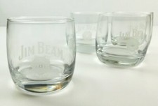 Jim Beam Whiskey Bourbon Rocks Tumblers Set of Four (4) Drink Smart Glasses EUC