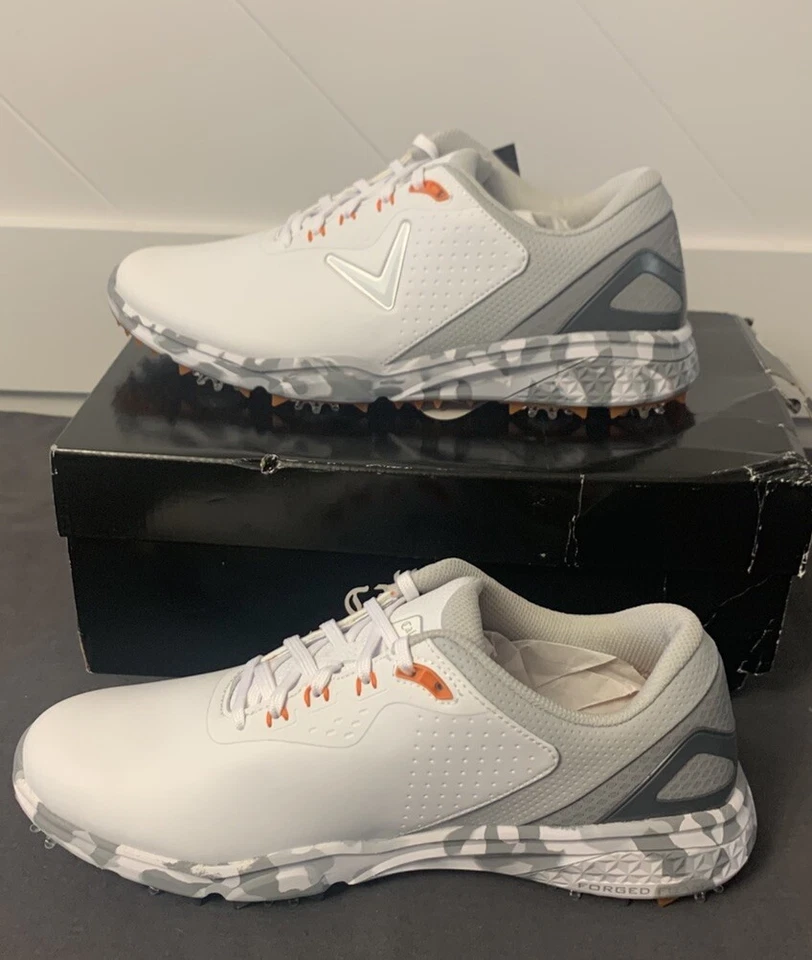 Nuevo - Zapatos de golf para hombre Callaway Coronado V2 CG400WM, talla 9,5 medianos, blancos/grises Foto 2 de 4