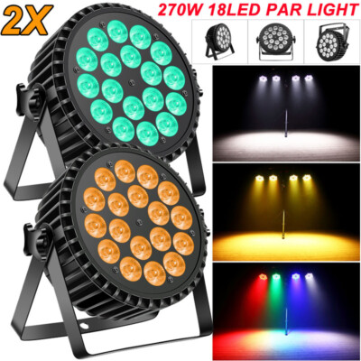 2PCS Par Stage Light 270W RGBW 18 LED Strobe Beam DMX512 DJ Disco Party Show US