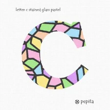 Letter C Stained Glass Pastel Needlepoint Kit or Canvas