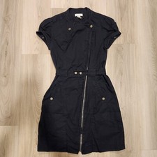 Calvin Klein Black Asymmetrical Zip Belted A-Line Dress Womens Size 2