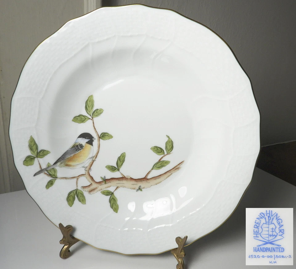 Herend SONGBIRD Chickadee 8 1/4" Dessert Plate, MINT/UNUSED
