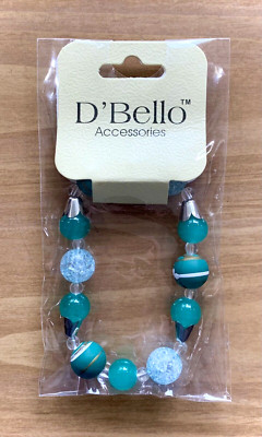 Bracelet ~ D Bello ~ Turquoise, Clear & Metal ~ Stretch ~ Cosmetic ~ ! !