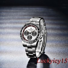 PAGANI DESIGN White Dial Domed Glass Full Chronograph VK63 Quartz Wrist Watch