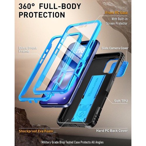 For iPhone 16 Plus Case Built-in Screen With Kickstand Shockproof Cover Blue - 第 9/9 張圖片