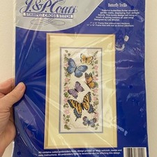 J  P Coats Butterfly Trellis Stamped Cross Stitch Kit