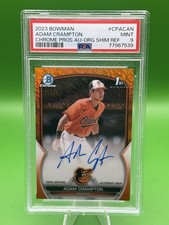 Adam Crampton 2023 1st Bowman Chrome Orange Shimmer Auto #21/25 PSA 9