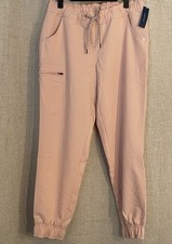 NEW JAANUU Women's Drawstring Essential 5-Pocket Scrub Jogger Pink Sz MP