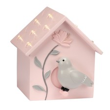 Lambs  Ivy Petals Pink/Gray Birdhouse Table Top Night Light LED Lamp