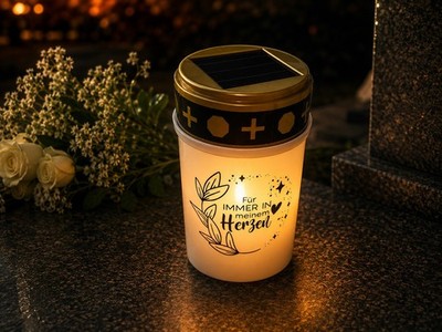Solar LED Grablicht mit Spruch & Erdspieß   liebevolle Erinnerung * Handmade