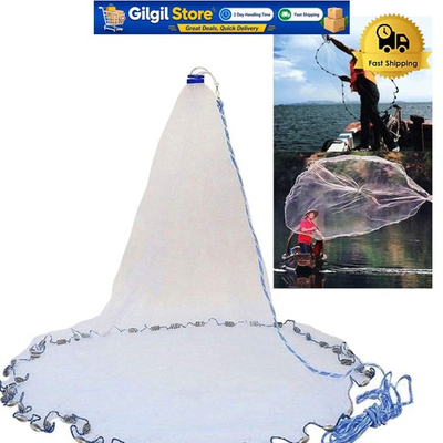 #ad Rapid Sink 8ft Fishing Cast Net with 3 8 in Mesh for Ultimate Bait Trapping $51.24