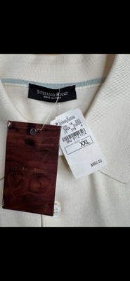 STEFANO RICCI ButtonPolo Shirt Size 56/2XL cotton silk blend luxury Cream White