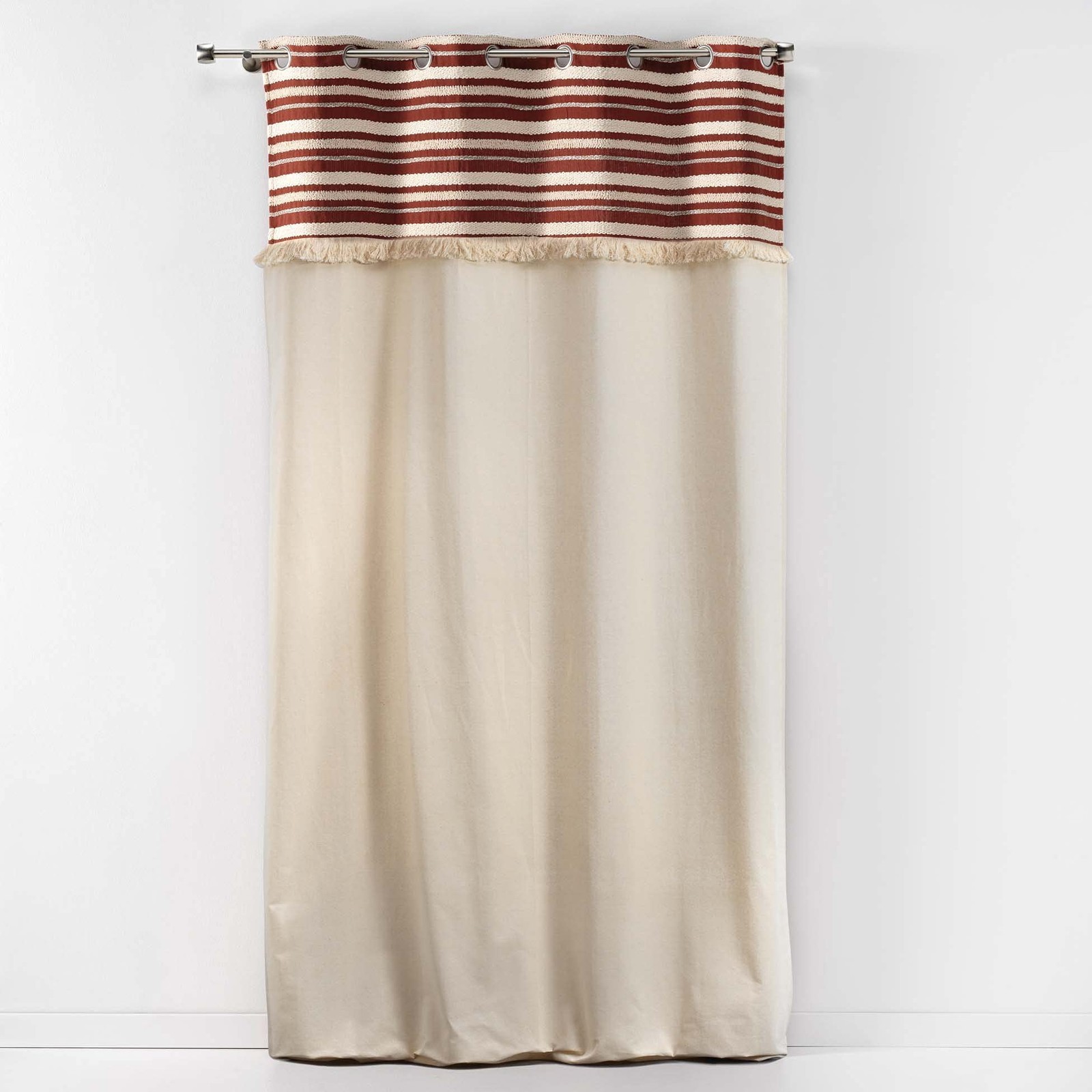 Rideau terracotta 140x240 cm en coton finitions top tissé à oeillets Atlas