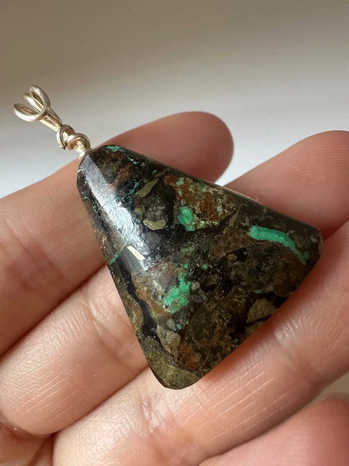 Handmade triangle shape gemstone pendant - image 1