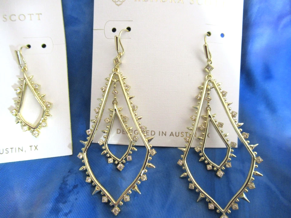 Kendra Scott Álora 14Kt GP Sobre Latón Gota Pendientes Largos y Cortos Lote 2 Pares Nuevos con Etiquetas Foto 2 de 4