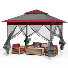 13x13‘ Pop up Gazebo with Nettings, Outdoor Canopy Tent Folding Instant Shelter