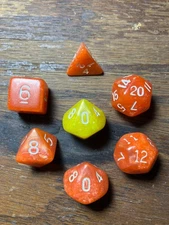 Chessex - Armory Apricot Orange Marbelized Dice Set CHX 25203 - Taiwan Mold OOP!