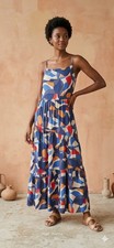 Nine West Sundress Size M Maxi Dress Abstract Tiered Artsy Festival Travel Beach