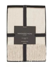 100% Cashmere Luxury Throw Blanket Oatmeal Heather MAGASCHONI SZ (50x60) $298