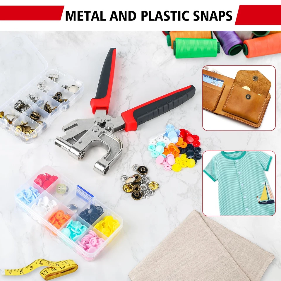 Plastic Snaps and Tool Set, 8 Colors 192 PCS T5 Plastic Snaps for Fabric & 2 ... - Image 3 of 4
