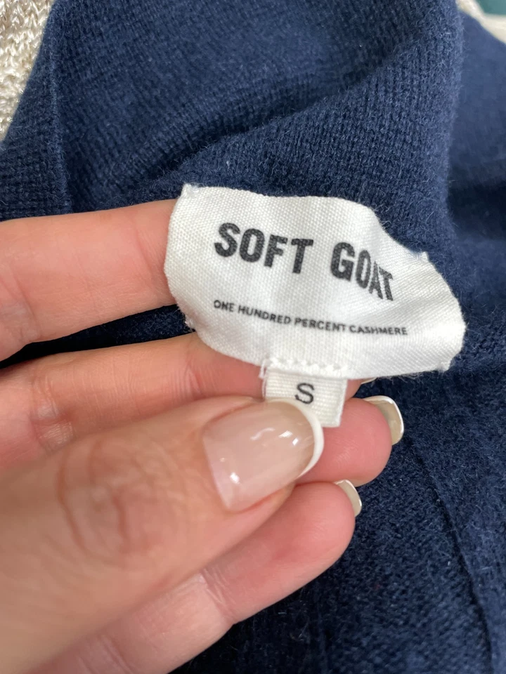 SOFT GOAT Gr. S 100% KASCHMIR Kleid Strickkleid Blau Schlitz Midi Wadenlang - Bild 2 von 4