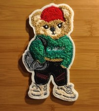5.2" Teddy Bear SEW on Patch Plush Chenille Embroidered Hip Hop Dancer Glittery